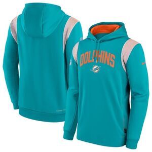 Nike Aqua Miami Dolphins Sideline Athletic Performance Pullover Hoodie Size XXL